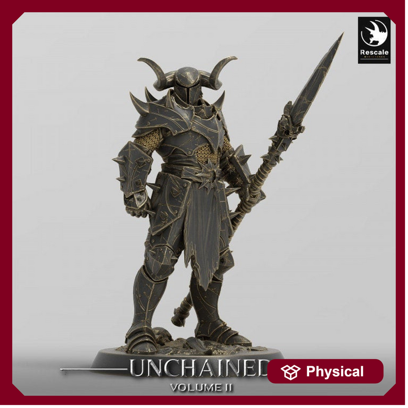 Fighter, Ranger Spear Polearm Master, Oathbreaker Paladin, DnD Unpainted Miniature| 28mm, 32mm,54mm,75mm,100mm Scales | Dungeons & Dragons - Only-Games