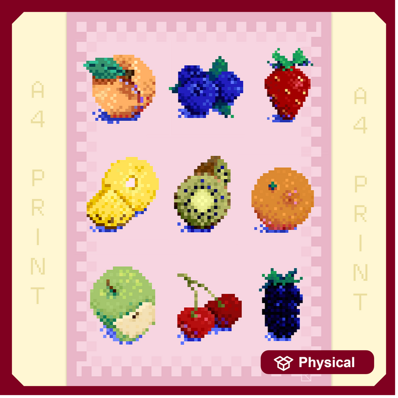 32 BIT Summer Fruits Art Print
