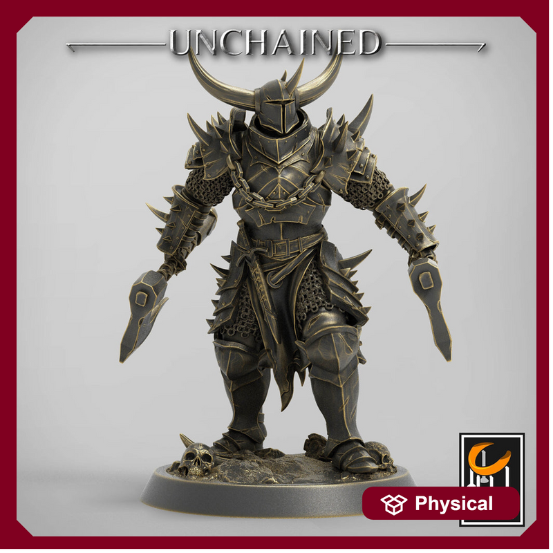Fighter Dual Axes, Light Soldier, Oathbreaker Paladin, Unpainted Miniature| 28mm, 32mm,54mm,75mm,100mm Scales |Dungeons & Dragons Pathfinder - Only-Games