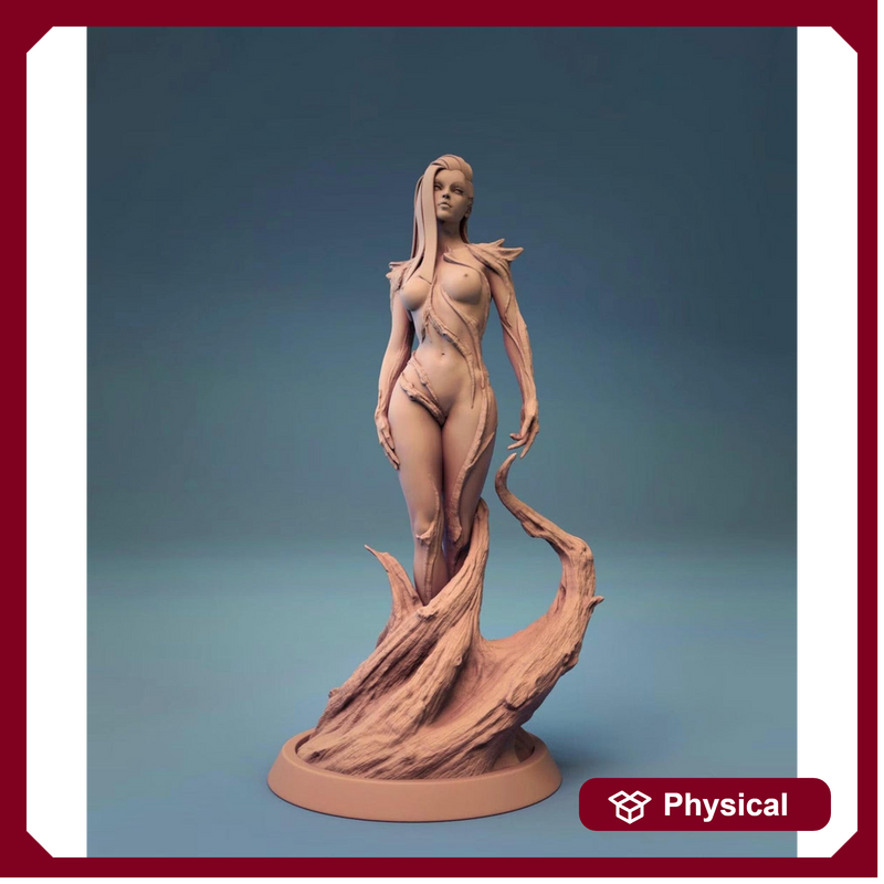 Beautiful Dryad, Female Fey Druid,  PC / NPC Miniature | 28mm, 32mm, 54mm,75mm, 100mm Scales | Pathfinder Figure | DnD |Figurine unpainted | - Only-Games