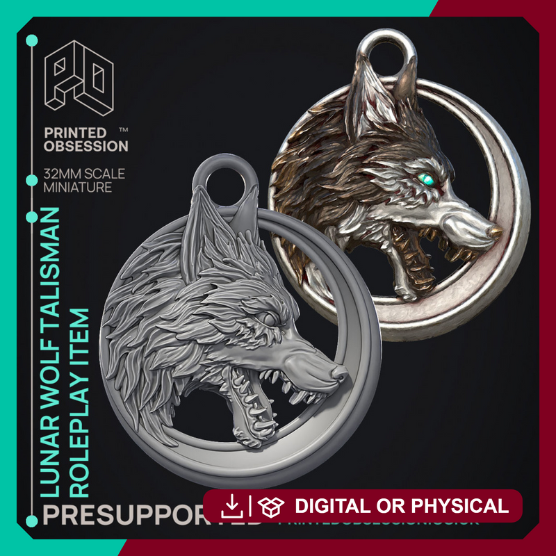 Lunar Wolf - Role Play Item -  PRESUPPORTED - Illustrated and Stats - 32mm scale