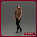 Bearded Man in Winter Outfit Walking with Casual Confidence
