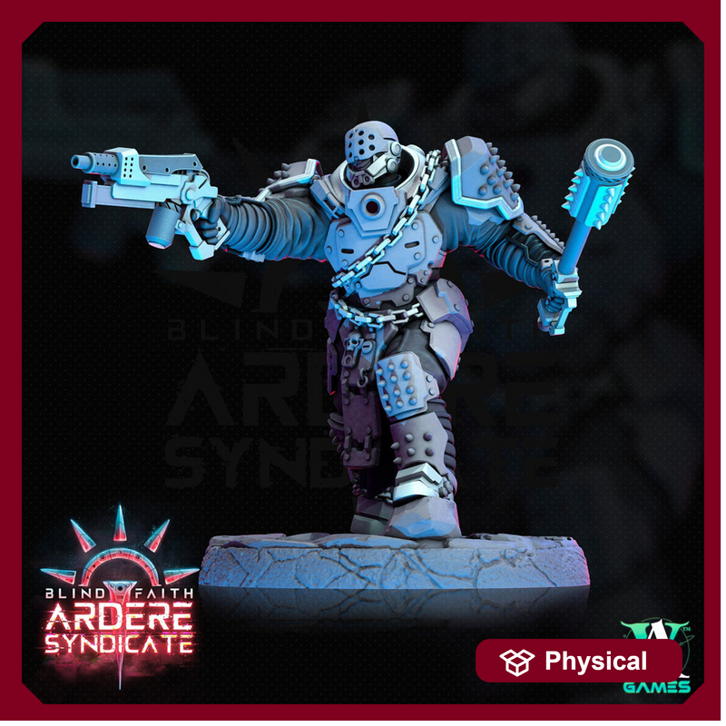 Arderite Heavy Infantry, Blind Faith, Ardere Syndicate | Sci-Fi Miniature 28mm,32mm Scales | 54mm, 75mm TALL | Resin Mini |Archvillain Games - Only-Games