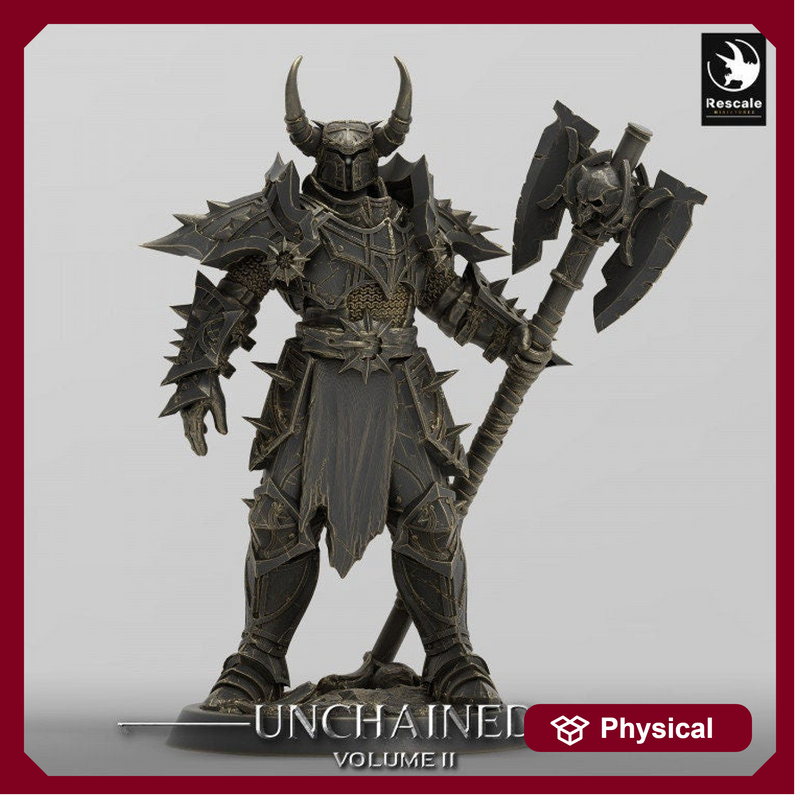 Oathbreaker Paladin, Fighter Battlemaster Battle Axe PC / NPC, DnD 5e Unpainted Mini| 28mm, 32mm,54mm,75mm,100mm Scales | Dungeons & Dragons - Only-Games
