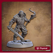 Human Fighter, Sword Torch Platemail | 28mm,32mm,54mm,75mm,100mm Scale Resin Miniature Dungeons and Dragons D&D Pathfinder |Artisan Guild - Only-Games
