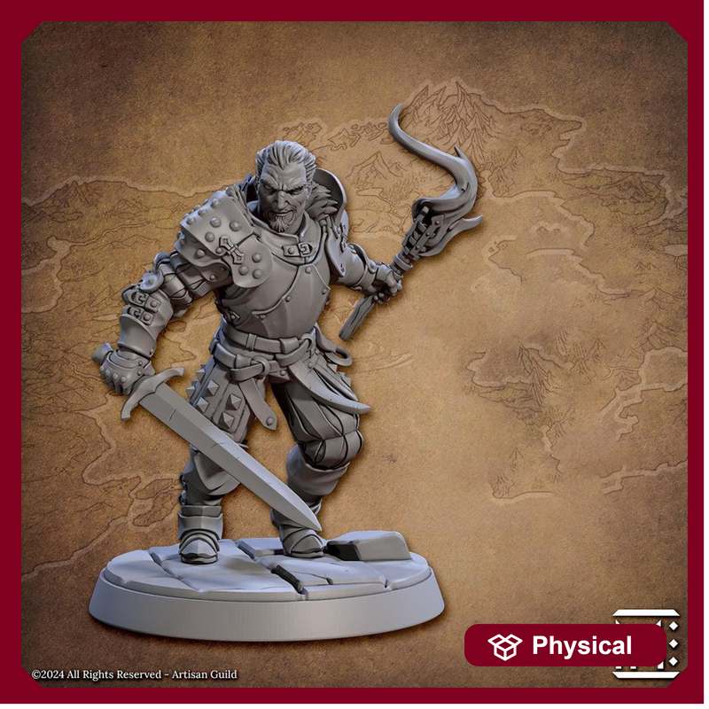 Human Fighter, Sword Torch Platemail | 28mm,32mm,54mm,75mm,100mm Scale Resin Miniature Dungeons and Dragons D&D Pathfinder |Artisan Guild - Only-Games