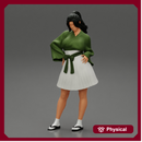 Asian Girl with Nice Outfit Short Skirt and Long Sleeve Shirt