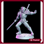 Human Fighter Eldritch Knight Witcher Geralt | Monster Slayer Ranger | 28mm,32mm,75mm Scale | Unpainted resin Figurine mini - D&D 5e - Only-Games