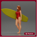 Attractive Young Woman Walking on Beach Holding Surfboard 2