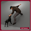 Brave Man Rescuing Dog While Wearing Casual Hoodie and Pants