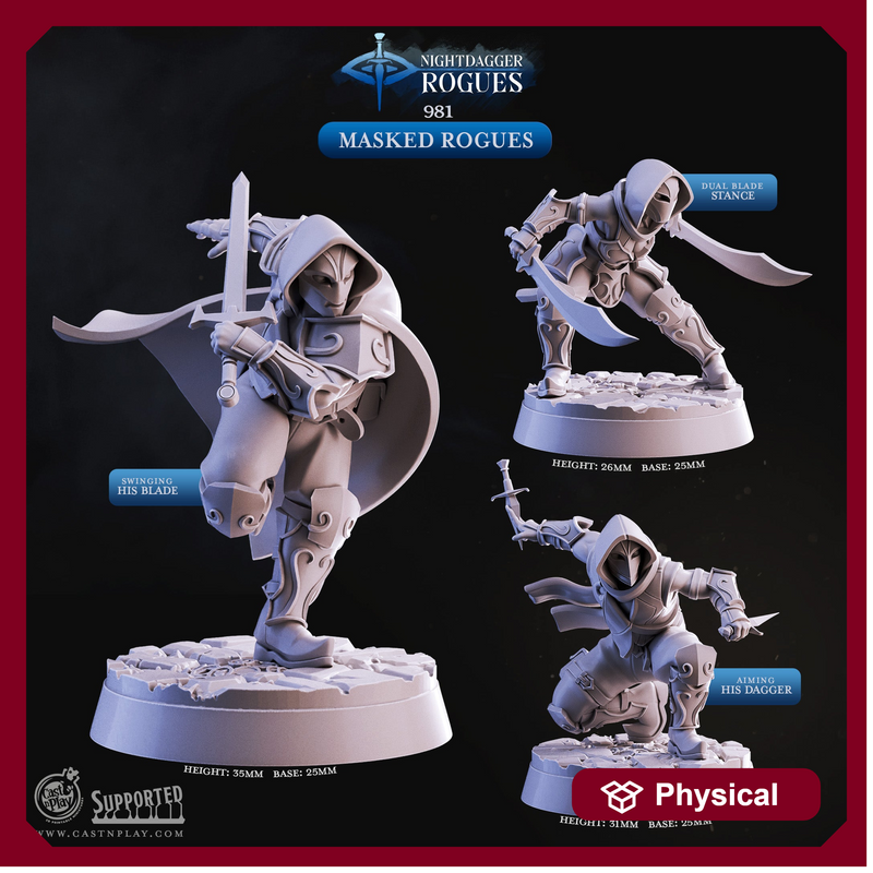 Masked Rogues - Nightdagger Rogues - CastNPlay - Terrain Wargaming D&D DnD 28mm 32mm 40mm 54mm