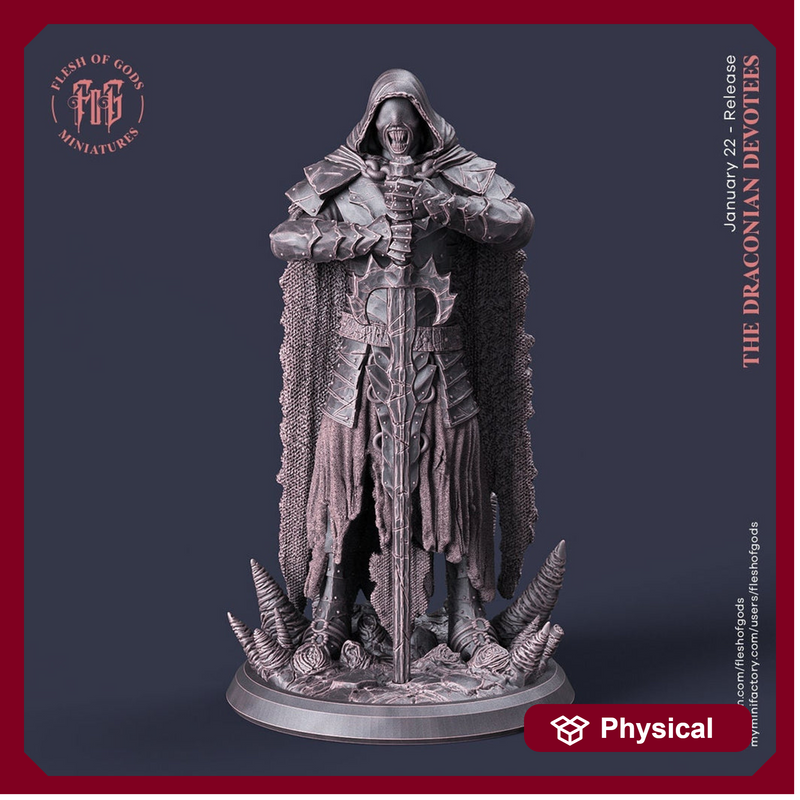 Demonic Undead Death Knight. The Fade | 28mm, 32mm, 54mm, 75mm, 100mm Scale Resin Miniature | Flesh of Gods | Dungeons and Dragons | - Only-Games
