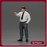 Serious businessman in a white shirt tie, and pants pointing with authority, hand in pocket - Only-Games