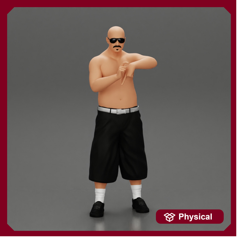 gangster standing in cropped trousers with sunglasses