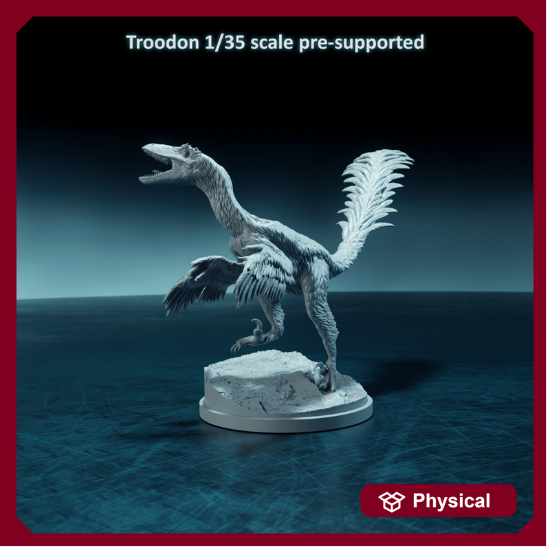 Troodon running up 1-35 scale dinosaur