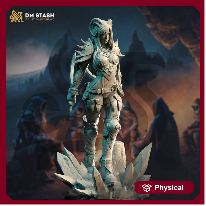 Female Tiefling Rogue Assassin Warlock hexblade |Miniature | 28mm, 32mm, 75mm, 100mm Scales | Pathfinder Figure | DnD | Figurine unpainted | - Only-Games