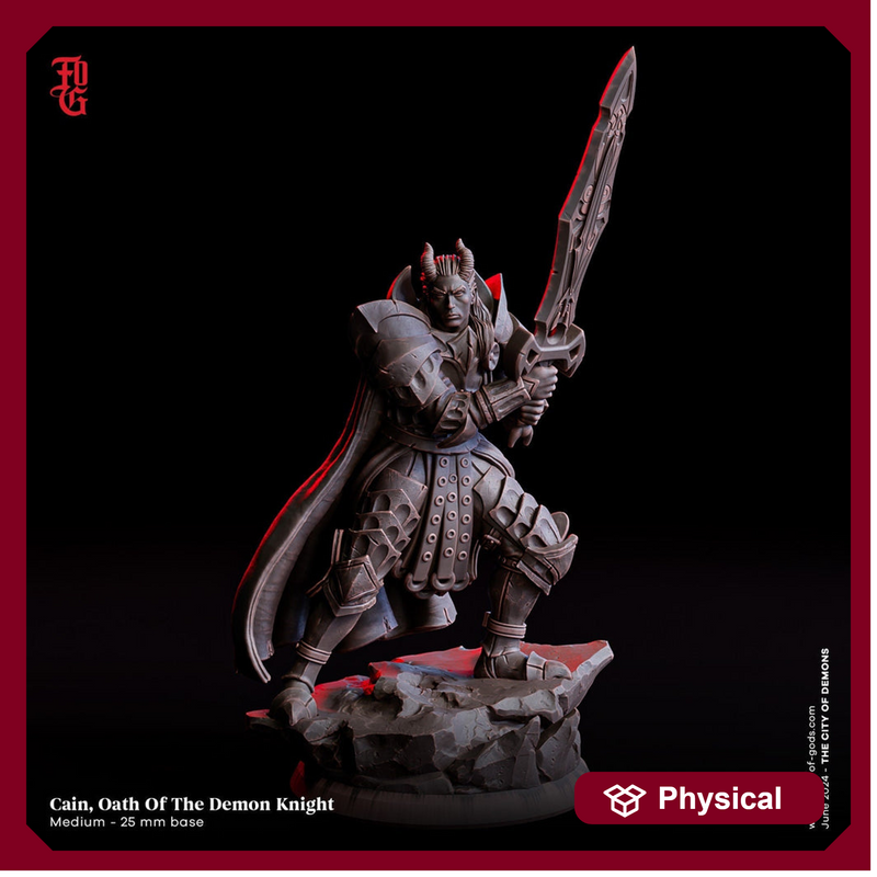 Tiefling Paladin Fighter PC / NPC | 28mm, 32mm,54mm,75mm,100mm Scales | Player Character Mini  -D&D 5e Pathfinder Figurine |Flesh of Gods - Only-Games