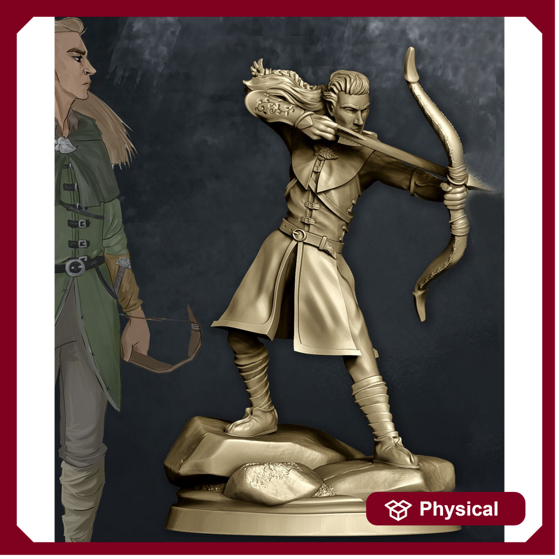 Elf Sharpshooter Archer Miniature Dungeons and Dragons | 28mm, 32mm Scale | Pathfinder Figure | DnD | Elf with Longbow Figurine unpainted | - Only-Games