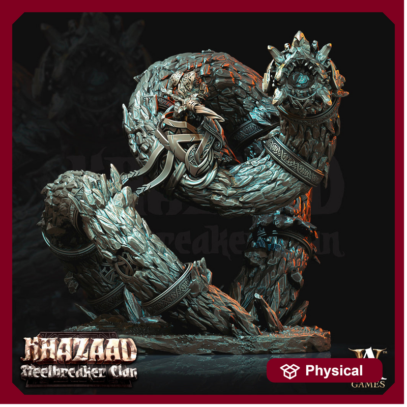 Dwarf Fighter Mounted on Gargantuan Worm | 130mm, Scale 28mm/32mm | Resin Miniature | Dungeons and Dragons Pathfinder - Only-Games