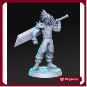 Rogue Fighter Claude Classic JRPG | 28mm,32mm, 54mm,75mm Scale Miniature |  Unpainted resin Figurine D&D Tabletop Fantasy Miniature Gaming - Only-Games