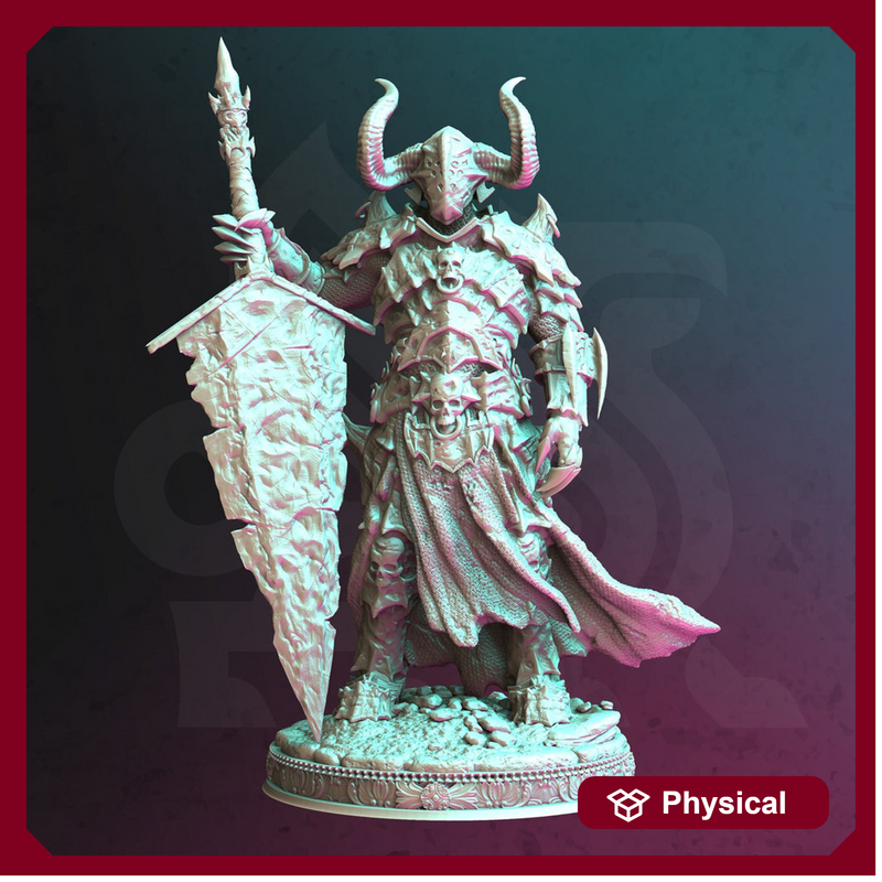 Death Knight, Oathbreaker Paladin, Warlock Hexblade | Unpainted Miniature | 28mm,32mm, 54mm 75mm, 100mm Scales | Pathfinder Figure | DnD | | - Only-Games