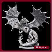 Ancient Red Dragon Miniature | Gargantuan Winged Dragon Boss | UNPAINTED Resin DnD 5E Pathfinder - Only-Games