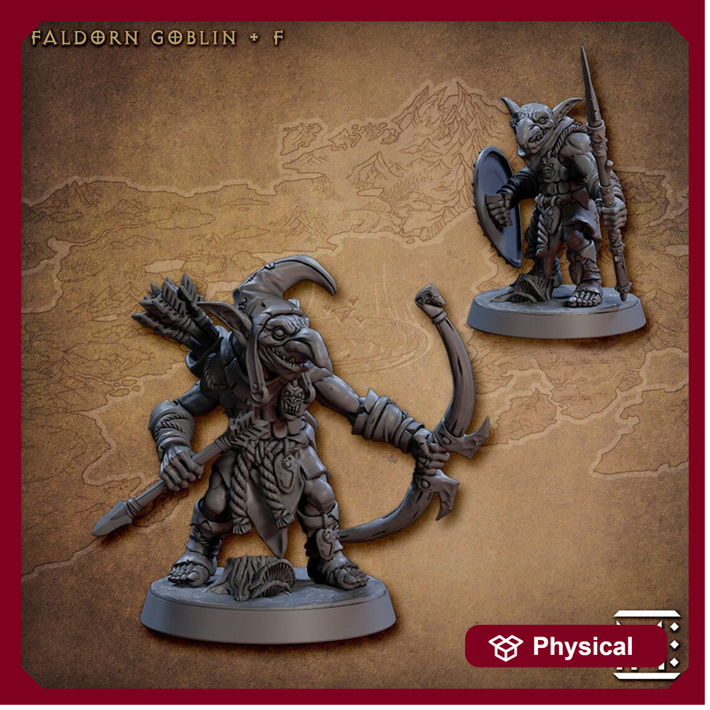 Goblin Fighter  Bow, Spear and Shield  | 28mm, 32mm Scale, 54 tall, 75 tall Resin Miniature | Dungeons and Dragons | Artisan Guild - Only-Games