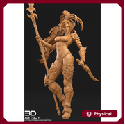 Elf Pinup Female Fighter Polearm master Gladiator PC or NPC | 28mm, 32mm Scales also 50mm and 100mm | Dungeons and Dragons | Pathfinder | - Only-Games