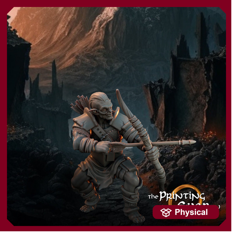Orc / Half-Orc Fighter Archer Miniature PC NPC | 28mm, 32mm,54mm,75mm Scales | Pathfinder Figure | DnD 5E|  Figurine unpainted | - Only-Games