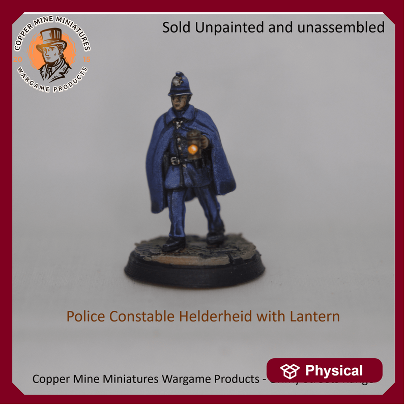 Police Constable Helderheid wearing a cloak holding a Lantern (CMMWP028)