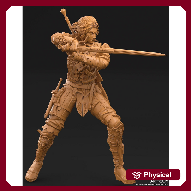 Pinup Female Human Fighter Ranger Monster Hunter PC NPC | 28mm, 32mm Scales also 50mm & 100mm | Dungeons and Dragons | Pathfinder | 3dArtGuy - Only-Games