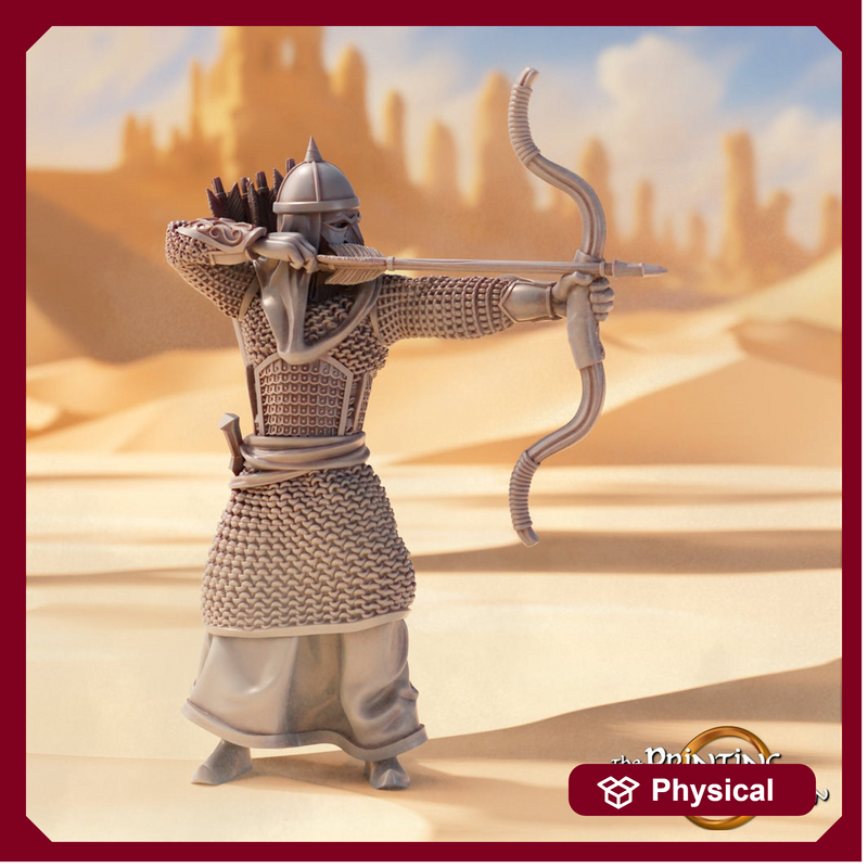 Human Ranger Fighter in Chainmail with Bow | Miniature | 28mm, 32mm, 75mm, 100mm Scales | Pathfinder Figure | DnD | Figurine unpainted | - Only-Games