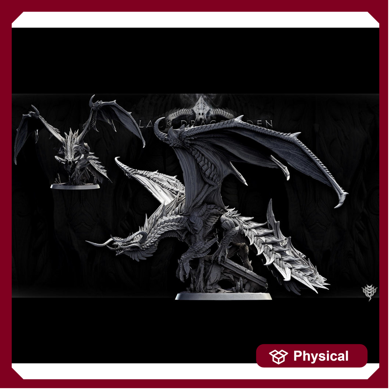 Legendary Chromatic Black Dragon (4 sizes) D&D Miniature | 310mm Wing Span,170mm Height | Resin Figurine |Dungeons and Dragons 5e Pathfinder - Only-Games