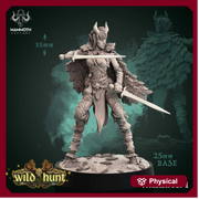 Tiefling Female Fighter Two Weapon Style | 28mm, 32mm, 75mm Scale Resin Miniature | Dungeons and Dragons | Strahd | Mammoth Factory - Only-Games