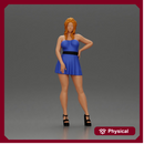 Confident Woman in Blue Dress Posing with Graceful Elegance