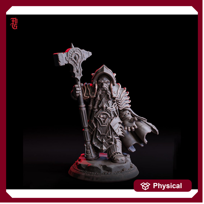 Dwarf Cleric, Paladin, Fighter PC NPC | 28mm,32mm,54mm,75mm,100mm Scale Resin Miniature | Dungeons and Dragons D&D Pathfinder |Flesh of Gods - Only-Games