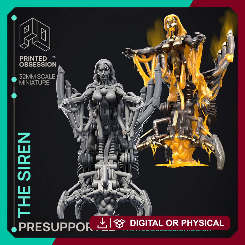 Mechanical Siren - Scrap Waste Monster - PRESUPPORTED - Illustrated and Stats - 32mm scale
