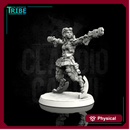 (0104) Female sci-fi post-apocalyptic street warrior with guns and bionic legs