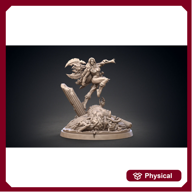 Legendary Female Barbarian with Great Axe | 28mm,32mm Scale, 55mm, 70mm  | Resin figurine Statue | Dungeons and Dragons | Clay Cyanide | - Only-Games