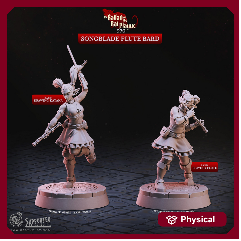 Songblade Flute Bard - The Ballad of the Rat Plague - CastNPlay - Terrain Wargaming D&D DnD 28mm 32mm 40mm 54mm