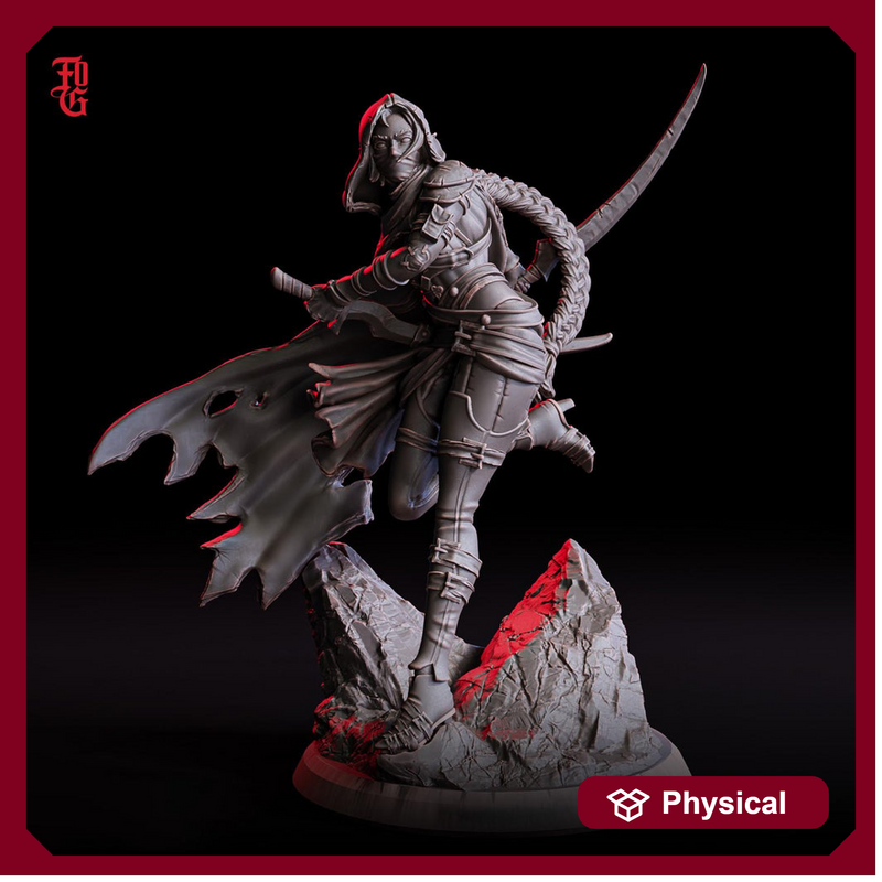 Human Female Rogue, Assassin, also No Mask PC / NPC DnD, Unpainted | 28mm,32mm,54mm,75mm,100mm |Dungeons & Dragons Pathfinder| - Only-Games