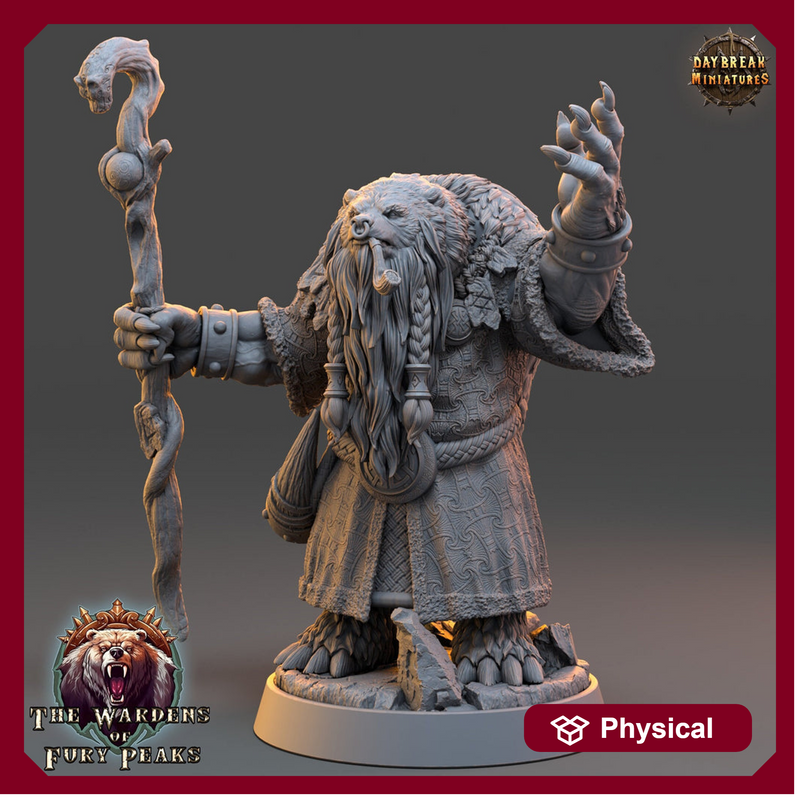 BearFolk Werebear Druid, Cleric  Scales: 28mm, 32mm,54mm,75mm | D&D 5e Megaboss | Dungeons and Dragons | Pathfinder | Daybreak Miniatures - Only-Games