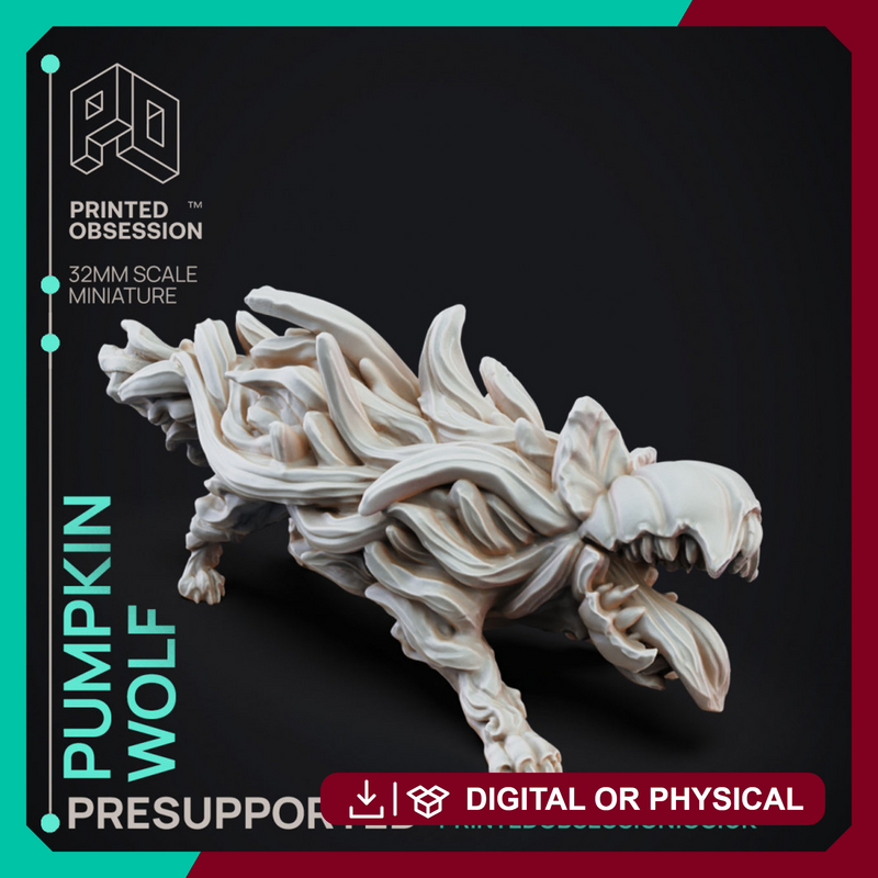 Pumpkin Wolf - large creature - PRESUPPORTED - 32mm scale