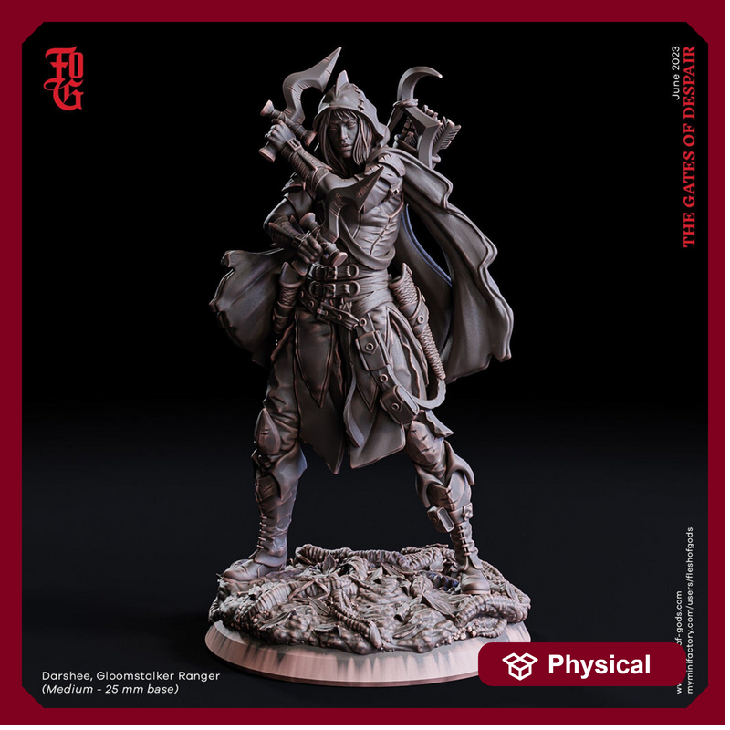 Gloomstalker Ranger, Fighter, Rogue | 28mm, 32mm,54mm,75mm,100mm Scales | Player Character Mini | D&D 5e Pathfinder Figurine | Flesh of Gods - Only-Games