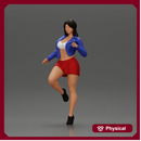 Confident Woman Strikes Dynamic Pose in mini jacket and mini skirt