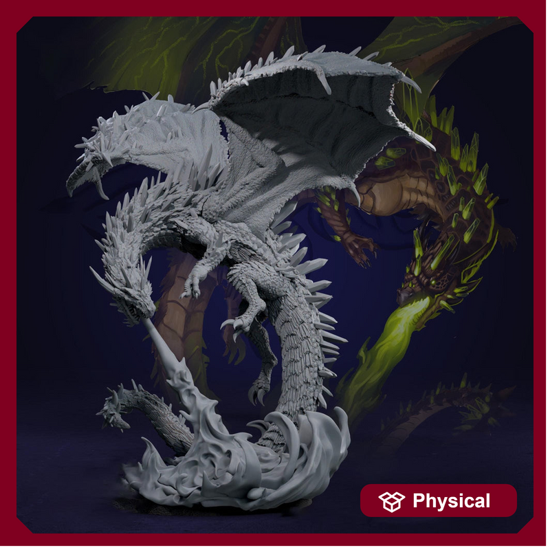 Chromatic Green Dragon (4 sizes) D&D Unpainted Miniature | 206mm Height | Resin Figurine - Only-Games