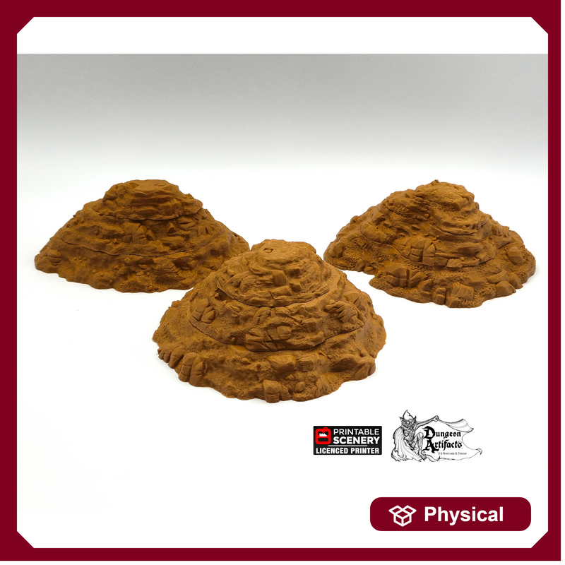Modular Hills - Brave New Worlds - Printable Scenery Wasteworld Gaslands New Eden Terrain Scatter D&D DnD