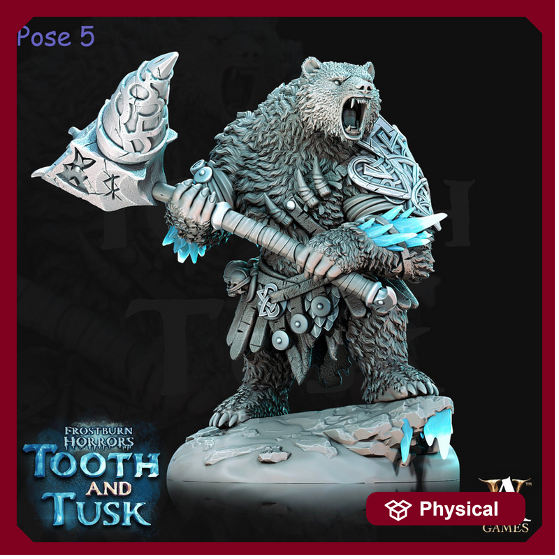 BearFolk Werebear with Axe | Available in 28mm,32mm,50mm,75mm Scales |Archvillain Games | Dungeons and Dragons |  Pathfinder | - Only-Games