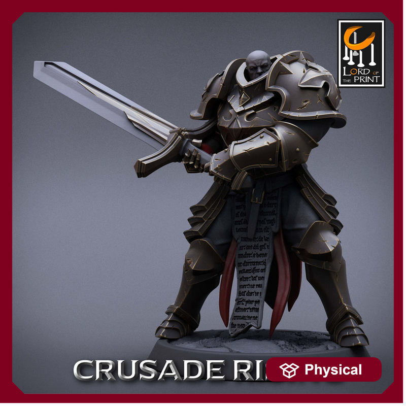 Paladin Knight Templar Unpainted Miniature | 28mm, 32mm,54mm,75mm, 100mm Scales | Dungeons and Dragons | Pathfinder | Lord of The Print - Only-Games