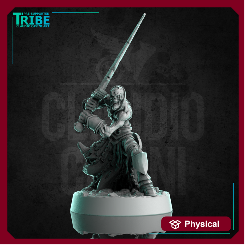 (0315) Male undead zombie skeleton warrior with two hand sword - Only-Games